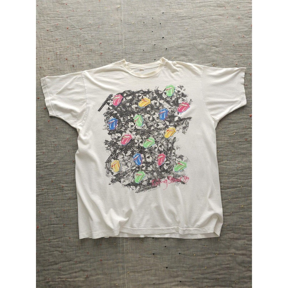 Vintage 1989 The Rolling Stones Band Tour T-shirt Screen Stars 3XL 80s Rock